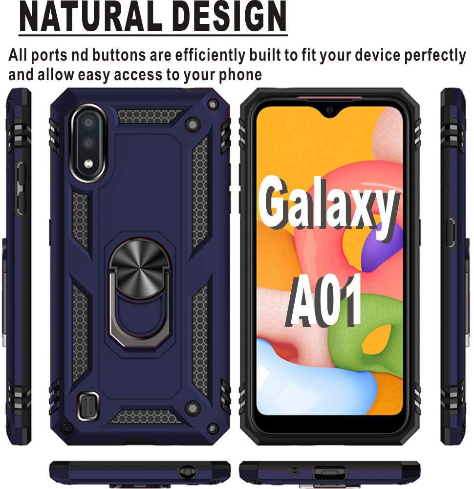 Protectores para celular  para Samsung  A01 Funda reforzada con anillo v2 Azul